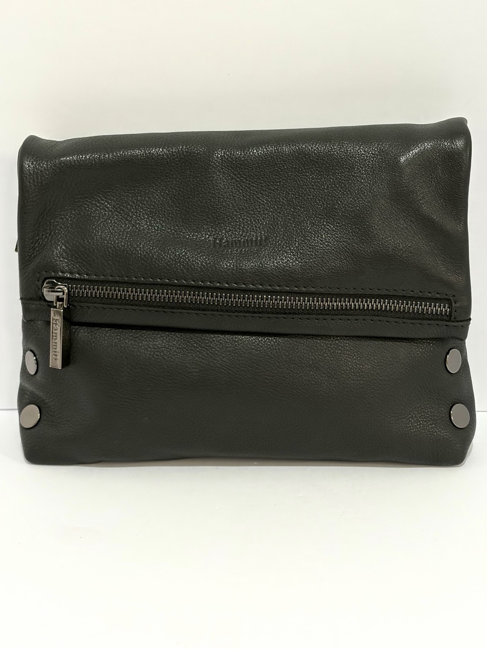 Hammitt VIP MD Crossbody/Clutch In Black Leather With Gunmetal Hardware